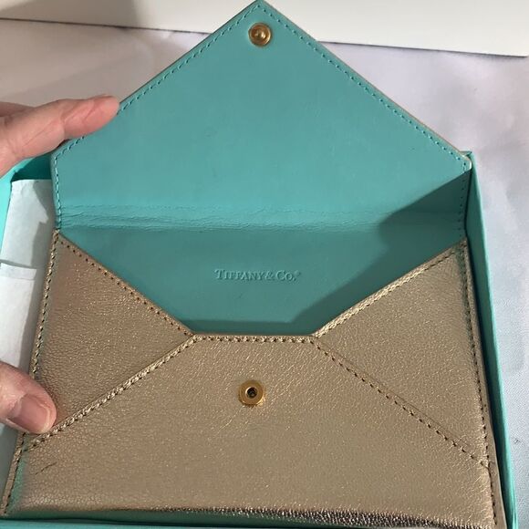 Tiffany & Co Gold Leather Card Case - Picture 4 of 6